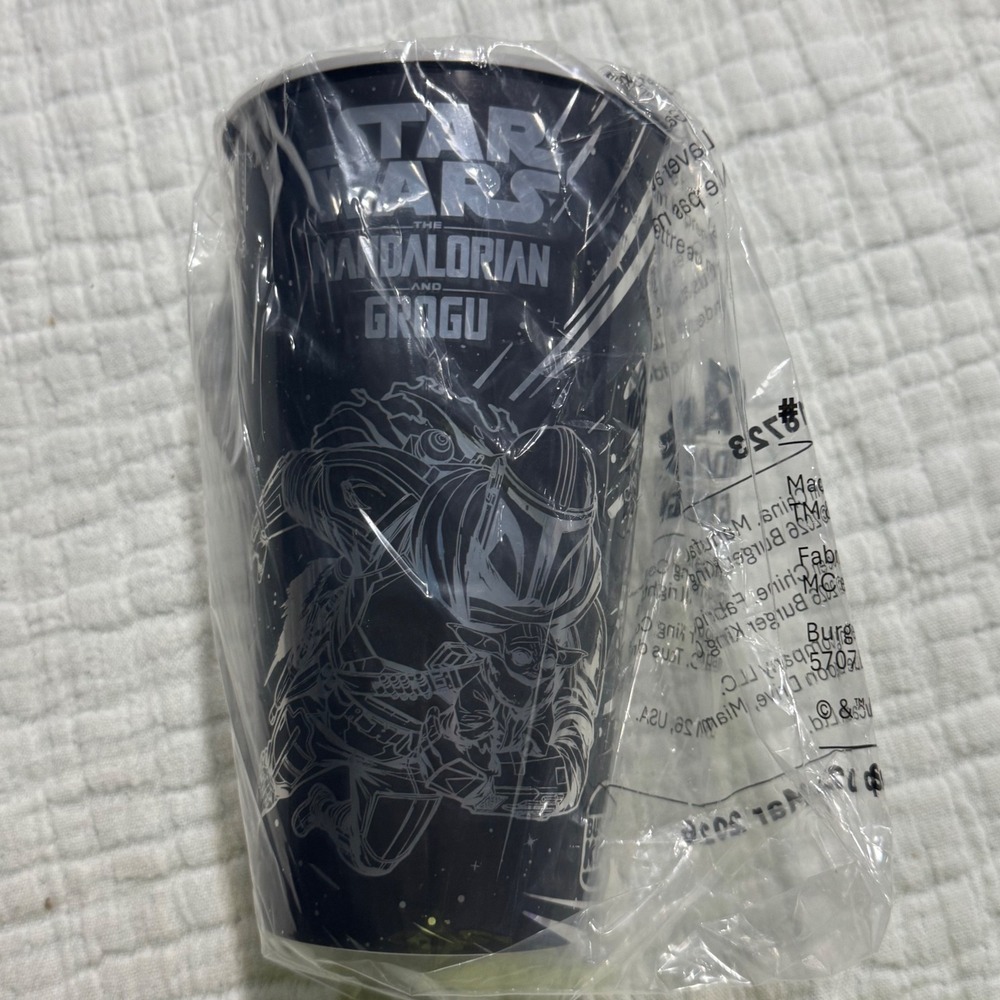 New Star Wars Burger King Plastic Cup 2026 The Mandalorian And Grogu Promo Black
